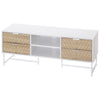 HOMCOM Modern TV Stand for TVs up to 47 inches, Media Console Table with Open Storage Shelves and Drawers for Living Room, White