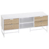 HOMCOM Modern TV Stand for TVs up to 47 inches, Media Console Table with Open Storage Shelves and Drawers for Living Room, White