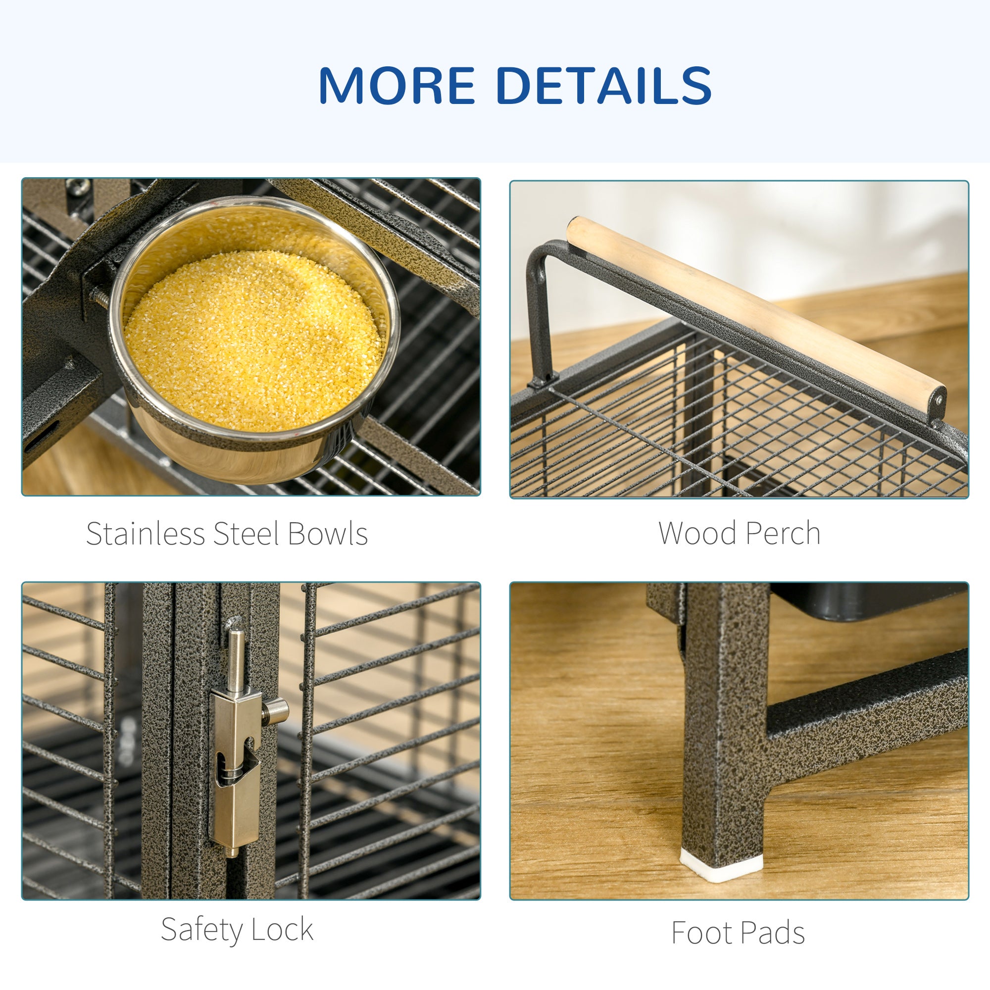PawHut Bird Cage Budgie Cage for Budgie, Lovebirds, Green Cheek Canary, Parakeet, Cockatiel, Travel Breeding Cage w/ Wooden Perch Handle, 48 x 38 x 65 cm