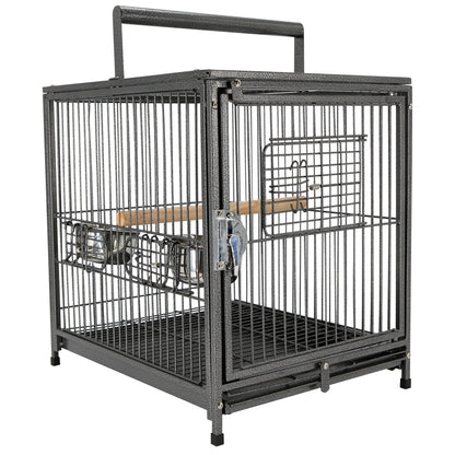 PawHut 22" Bird Carrier Cage Parrot Macaw Travel Cage Portable Elevated Aviary House with Feeding Bowls