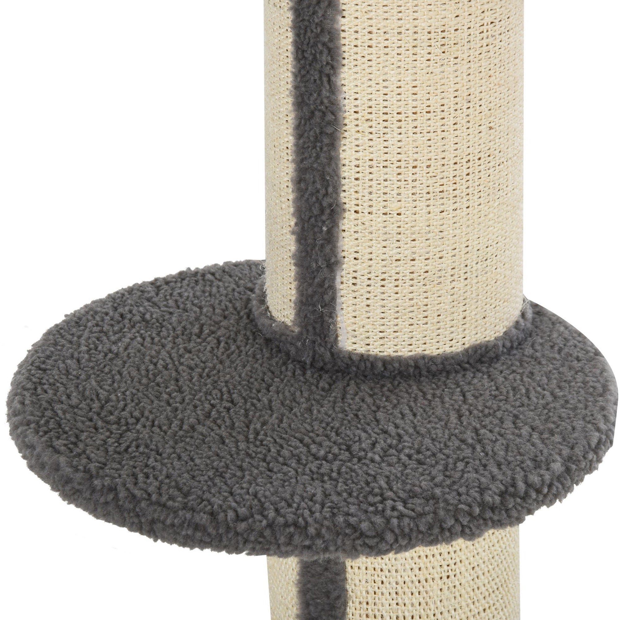 PawHut 36"H Large Cat Scratching Post for Indoor Cats, Bold Cat Tree Multi-Level Kitty Tower with Sisal Mat Scratch Rope, Cat Bed, Removable Cushion, Perch, Grey