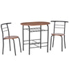 HOMCOM 3-Piece Dining Table Set, Oval Kitchen Table and 2 Chairs, Small Breakfast Table Set with Metal Frame, Built-in Wine Rack for Small Space, Dining Room, Living Room, 31.5" x 20.5" x 29.9"