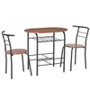 HOMCOM 3-Piece Dining Table Set, Oval Kitchen Table and 2 Chairs, Small Breakfast Table Set with Metal Frame, Built-in Wine Rack for Small Space, Dining Room, Living Room, 31.5" x 20.5" x 29.9"