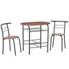HOMCOM 3-Piece Dining Table Set, Oval Kitchen Table and 2 Chairs, Small Breakfast Table Set with Metal Frame, Built-in Wine Rack for Small Space, Dining Room, Living Room, 31.5" x 20.5" x 29.9"