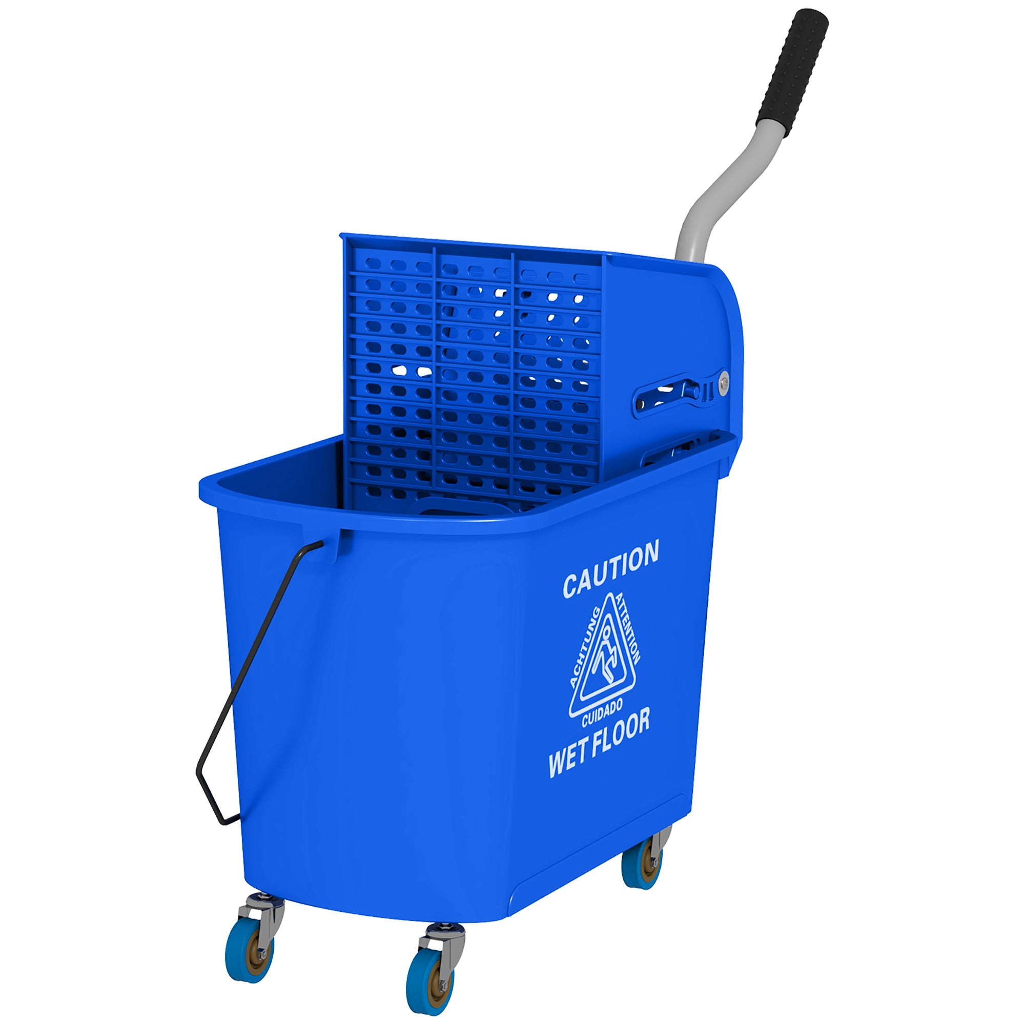HOMCOM Mop Bucket with Wringer on Wheels for Floor Cleaning, 5 Gallon, Separate Dirty and Clean Water, Blue
