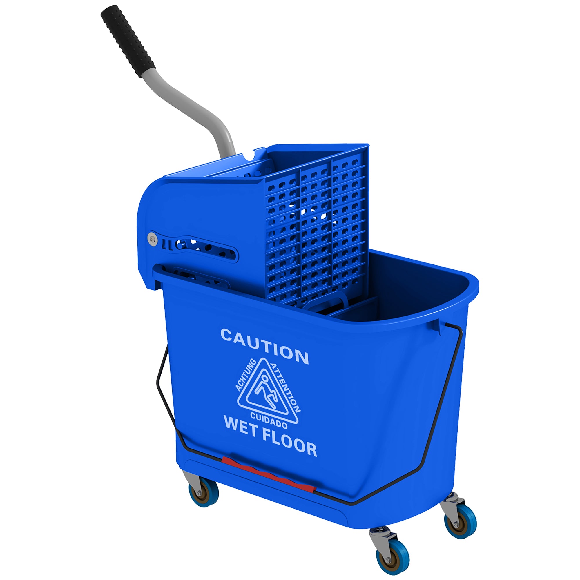 HOMCOM Mop Bucket with Wringer on Wheels for Floor Cleaning, 5 Gallon, Separate Dirty and Clean Water, Blue