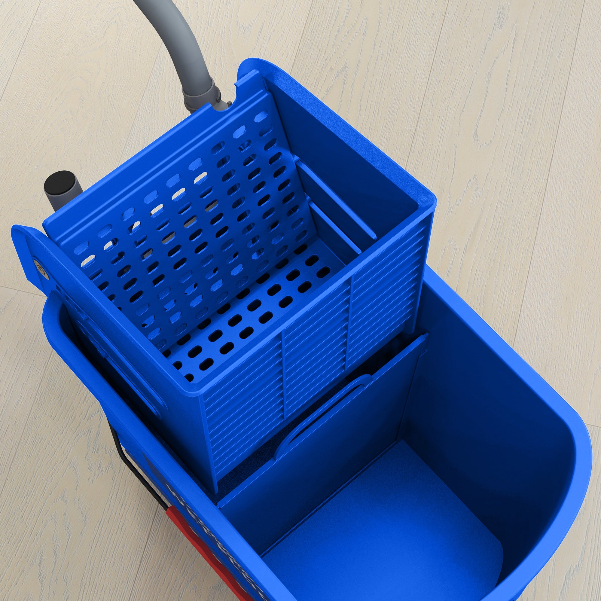 HOMCOM Mop Bucket with Wringer on Wheels for Floor Cleaning, 5 Gallon, Separate Dirty and Clean Water, Blue