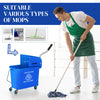 HOMCOM Mop Bucket with Wringer on Wheels for Floor Cleaning, 5 Gallon, Separate Dirty and Clean Water, Blue