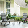 Outsunny Set of 2 Outdoor Wicker Folding Chairs, Patio PE Rattan Dining Armrests Chair set with 7 Levels Adjustable Backrest, for Outdoors, Camping, Mixed Grey