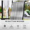 Outsunny Set of 2 Outdoor Wicker Folding Chairs, Patio PE Rattan Dining Armrests Chair set with 7 Levels Adjustable Backrest, for Outdoors, Camping, Mixed Grey