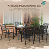 Outsunny 7 Pieces Patio Dining Set for 6 with Stackable Chairs, Outdoor Table and Chairs with Wood Grain Top, for Garden, Backyard, Porch, Brown