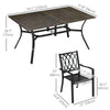 Outsunny 7 Pieces Patio Dining Set for 6 with Stackable Chairs, Outdoor Table and Chairs with Wood Grain Top, for Garden, Backyard, Porch, Brown