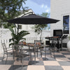 Outsunny 7 Pieces Patio Dining Set for 6 with Stackable Chairs, Outdoor Table and Chairs with Wood Grain Top, for Garden, Backyard, Porch, Brown