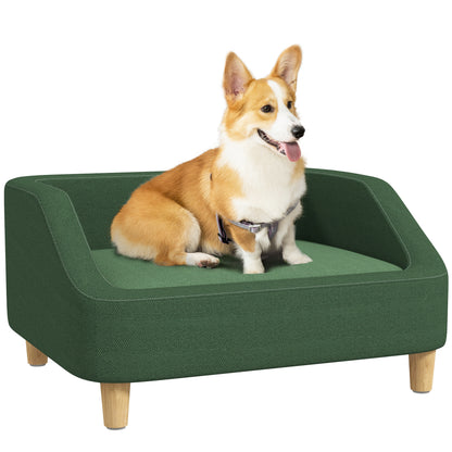 PawHut Dog Sofa Bed, Dog Couch Pet Bed for Small and Medium-Sized Dogs and Cats with Washable Cushion, Anti-Slip Pads, Dark Green