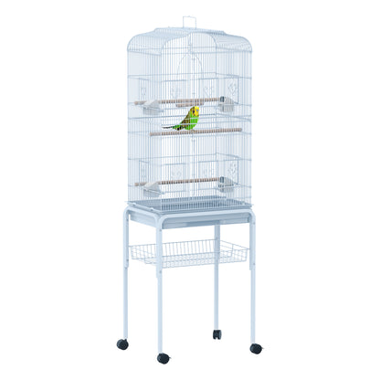 PawHut 60" Bird Cage Cockatoo House Play Top Finch Pet Supply with Wheels White