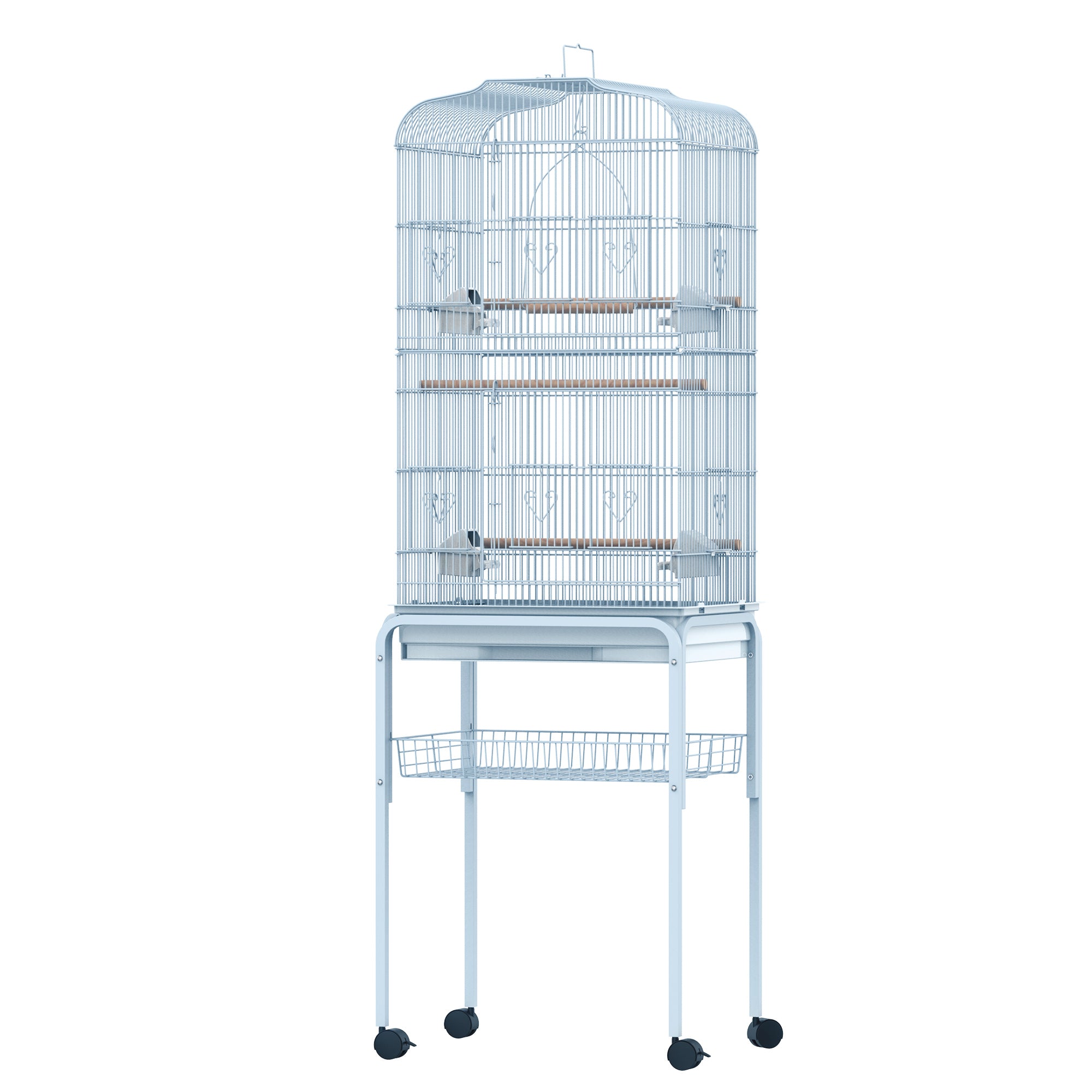 PawHut 60" Bird Cage Cockatoo House Play Top Finch Pet Supply with Wheels White