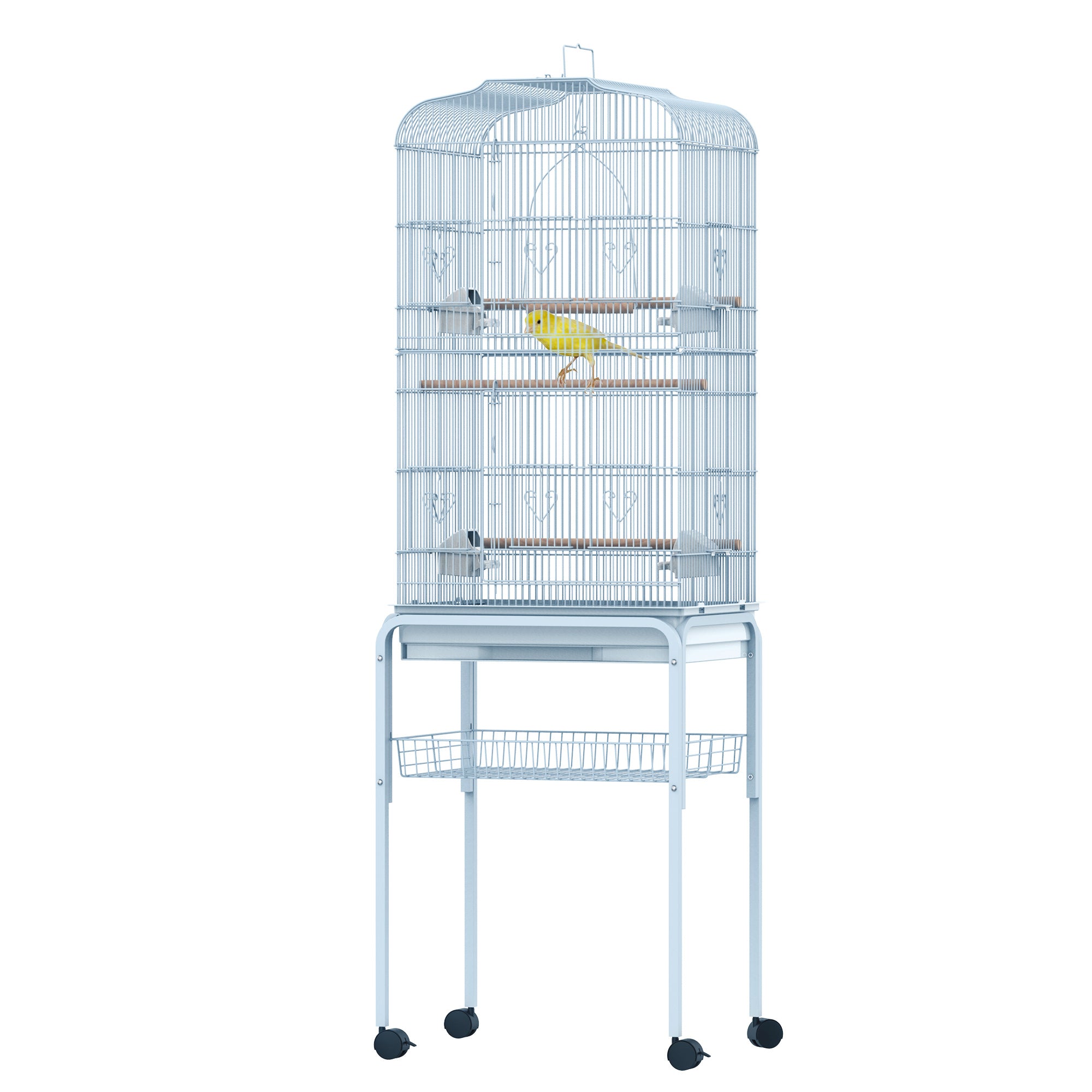 PawHut 60" Bird Cage Cockatoo House Play Top Finch Pet Supply with Wheels White