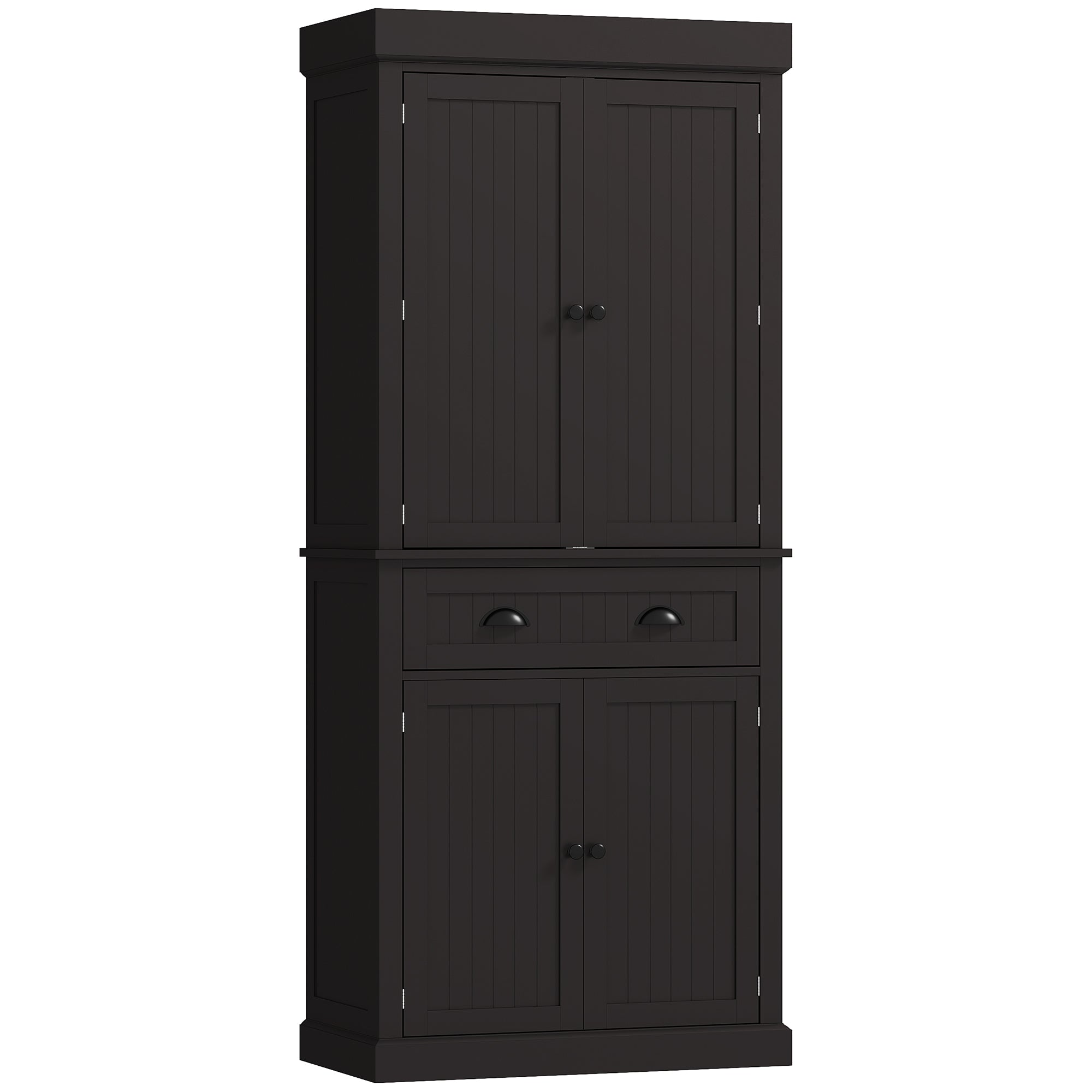 HOMCOM 71" Kitchen Pantry Cabinet with LED Motion Sensor Light, Tall Storage Cabinet with 6 Door Shelves, Drawer & Adjustable Shelves, for Living & Dining Room, Black