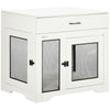 PawHut 32in Dog Crate Furniture with Cushion, 2 Doors, Dog Kennel End Table with Storage, Indoor Dog Cage for Small Medium Dogs, White