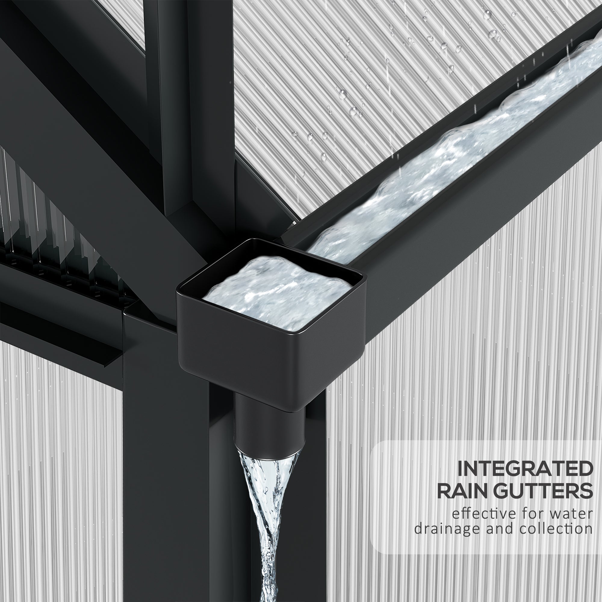 Outsunny 6' x 4' x 6.6' Polycarbonate Greenhouse, Walk-In Green House Kit Garden, Plants Grow, Galvanized Sheet Aluminum Frame with Rain Gutter, Vent and Sliding Door, Grey