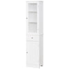 kleankin Bathroom Storage Cabinet with 3-tier Shelf Drawer, Floor Cabinet Free Standing Linen Tower Tall Slim Side Organizer Shelves, White