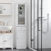 kleankin Bathroom Storage Cabinet with 3-tier Shelf Drawer, Floor Cabinet Free Standing Linen Tower Tall Slim Side Organizer Shelves, White