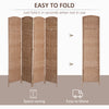 HOMCOM 4 Panels Room Divider, 6 Ft Tall Indoor Portable Folding Privacy Screens, Hand-Woven Double Hinged Freestanding Partition Wall Divider for Home Office, Natural