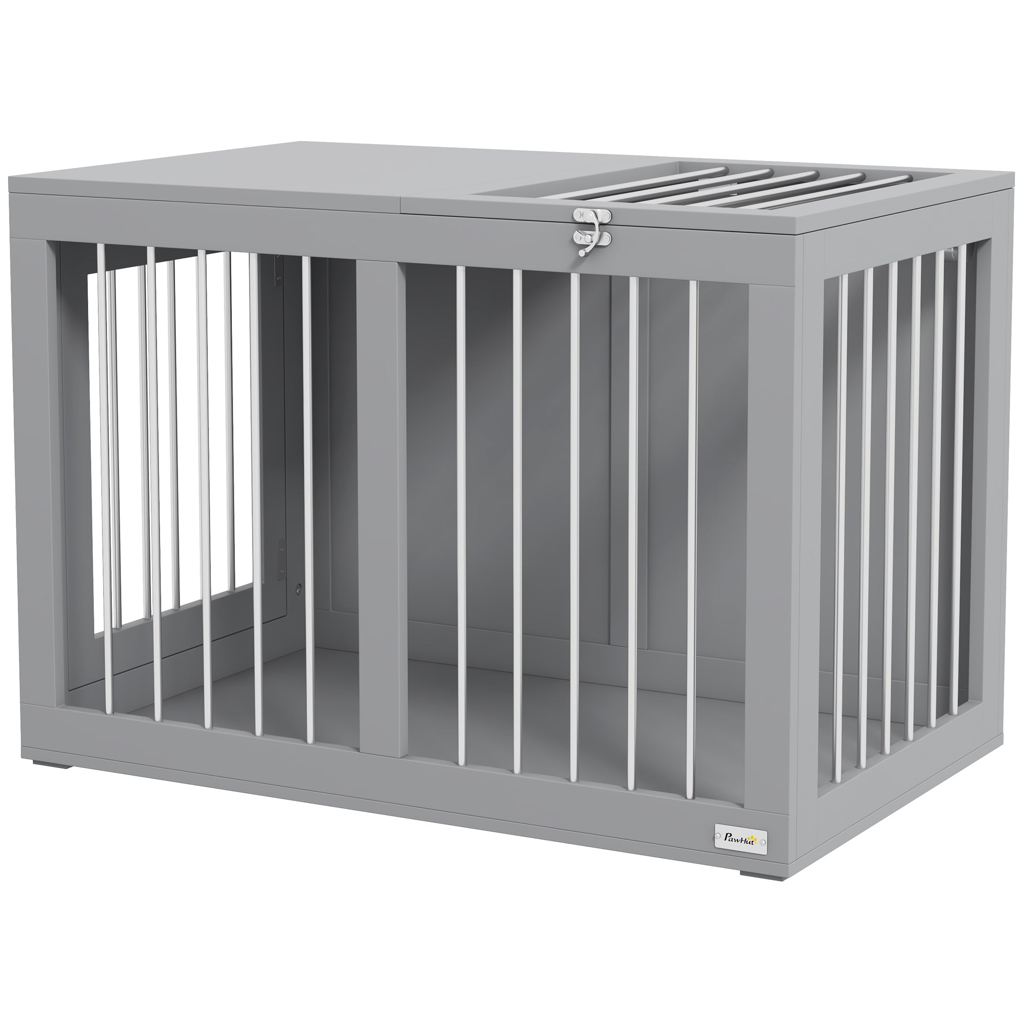 PawHut Dog Crate Furniture, 31.5" Dog Kennel Furniture Side End Table with Double Doors, for Medium Dogs, Grey