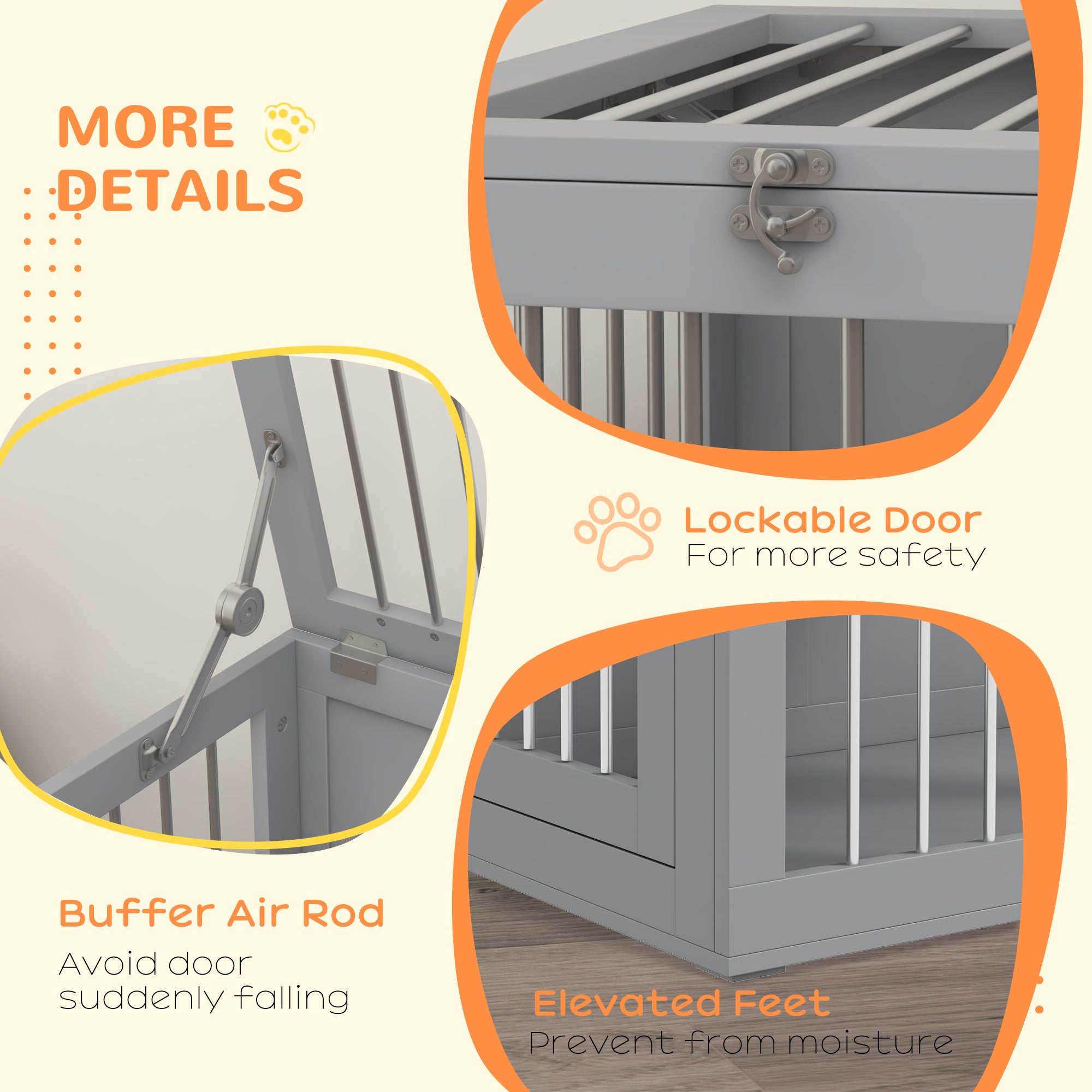 PawHut Dog Crate Furniture, 31.5" Dog Kennel Furniture Side End Table with Double Doors, for Medium Dogs, Grey