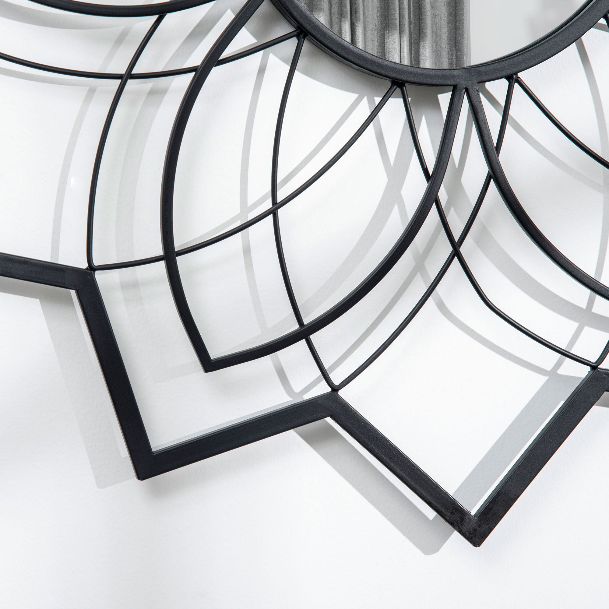 HOMCOM 31" x 31" Modern Flower Wall Mirror, Decorative Mirror for Living Room, Bedroom, Entryway, Home Decor, Black