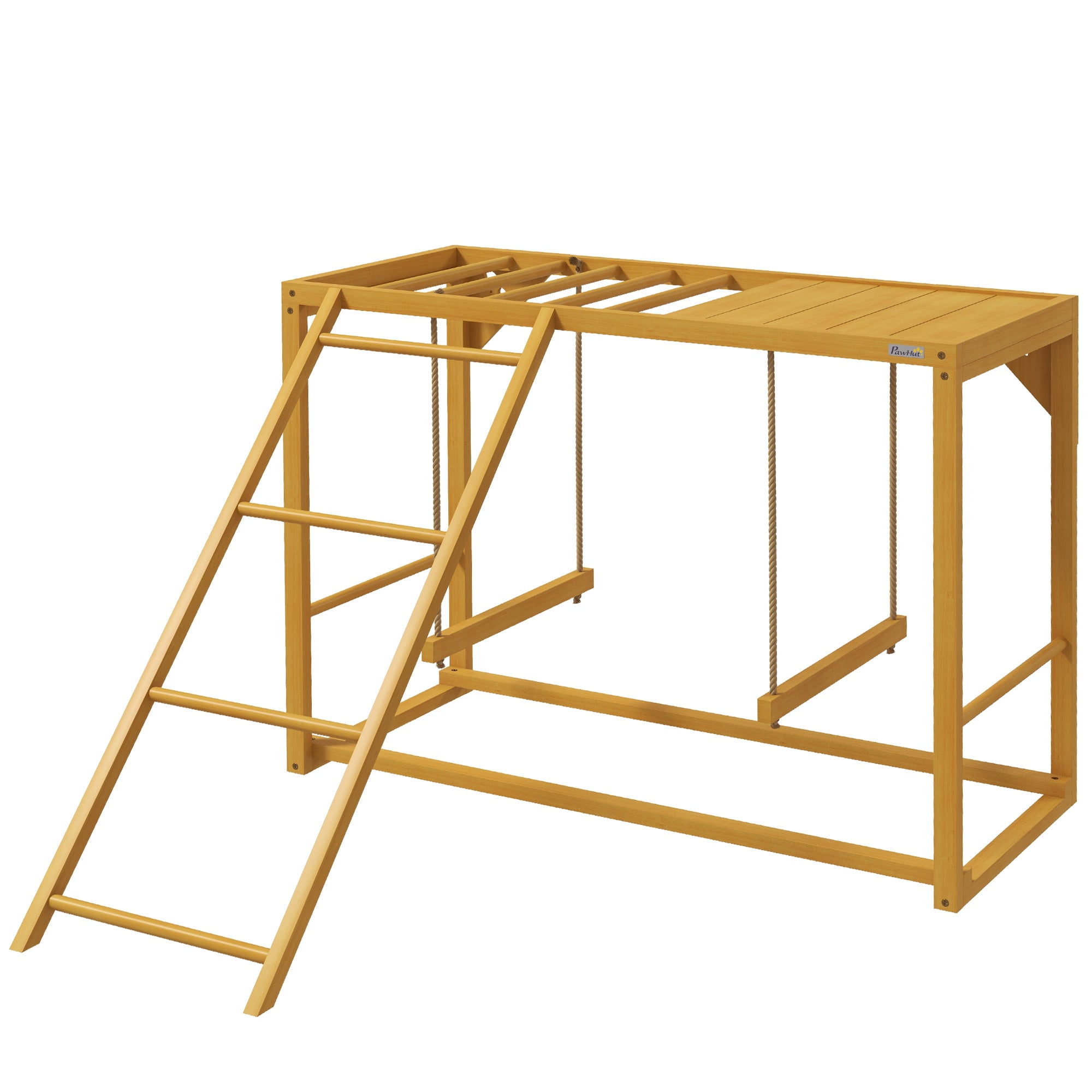 PawHut Chicken Activity Play with Swing Set for 3-4 Birds, Wooden Chicken Coop Accessory with Multiple Chicken Perches & Hen Ladder, Natural
