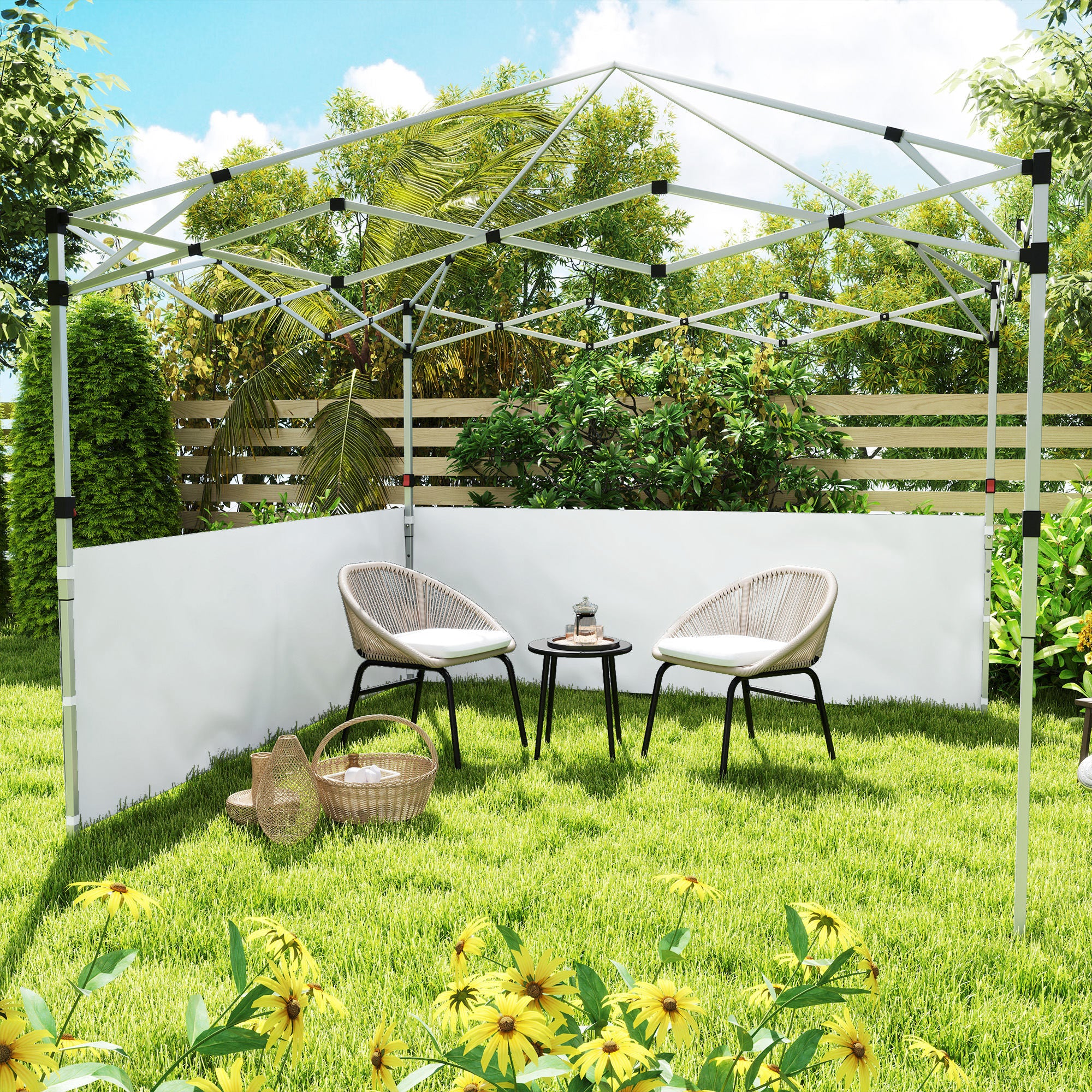 Outsunny 2 PCS Canopy Half Walls for 10' x 10' or 10' x 20' Pop Up Canopy, Canopy Sidewalls, 2 Packs Half Sidewalls Only, White