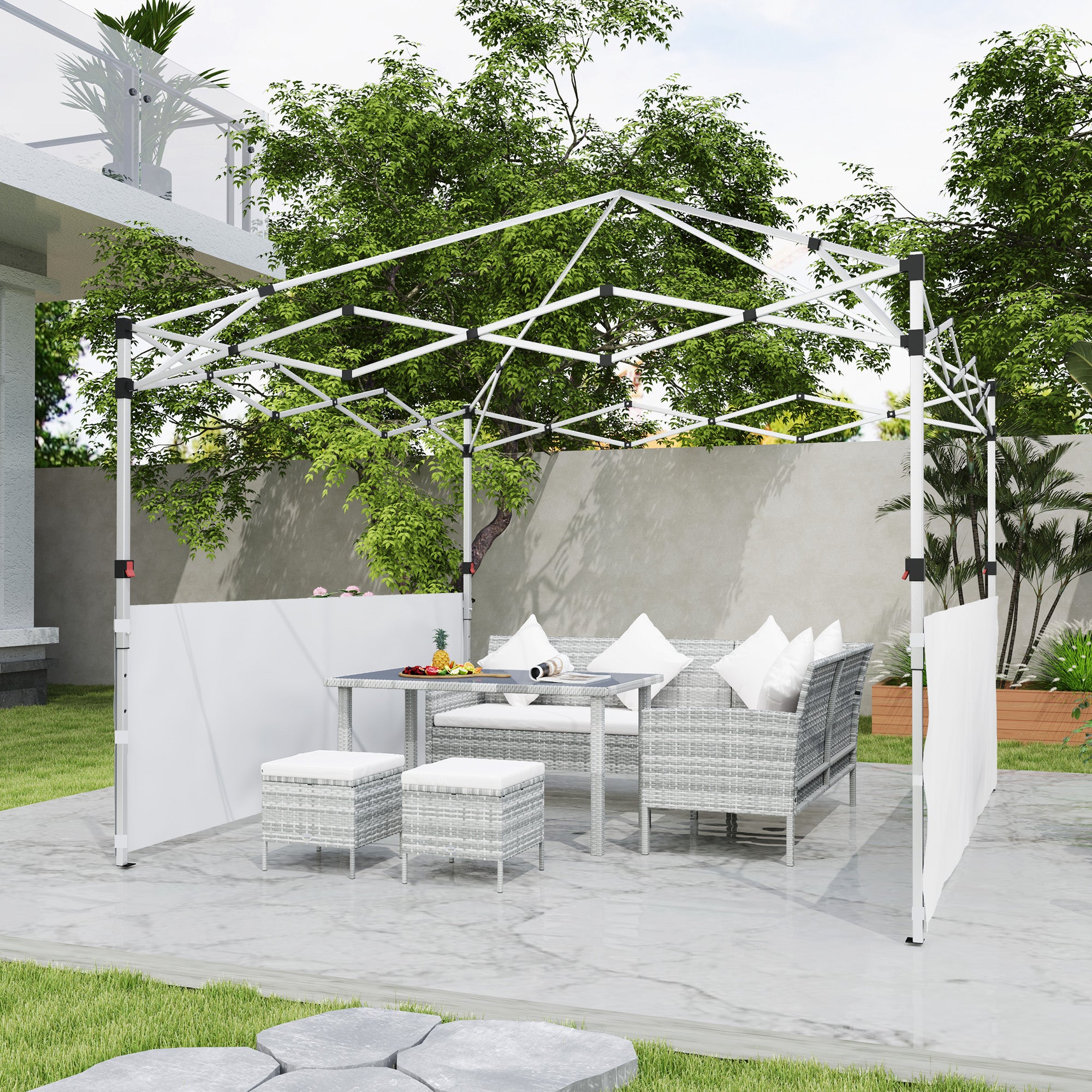 Outsunny 2 PCS Canopy Half Walls for 10' x 10' or 10' x 20' Pop Up Canopy, Canopy Sidewalls, 2 Packs Half Sidewalls Only, White