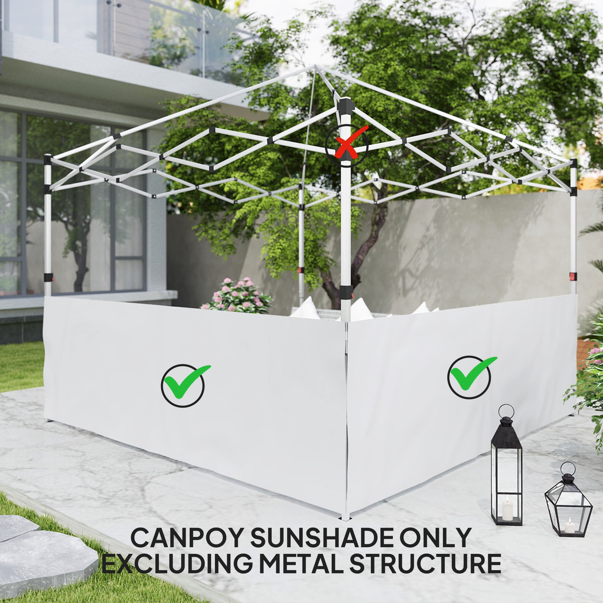 Outsunny 2 PCS Canopy Half Walls for 10' x 10' or 10' x 20' Pop Up Canopy, Canopy Sidewalls, 2 Packs Half Sidewalls Only, White