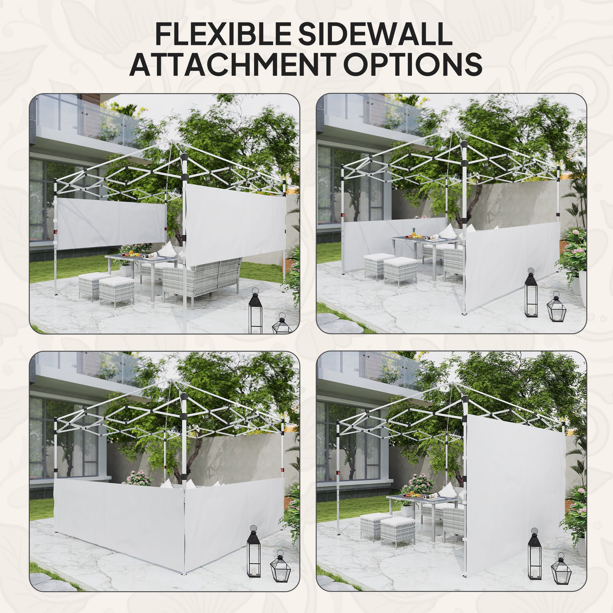 Outsunny 2 PCS Canopy Half Walls for 10' x 10' or 10' x 20' Pop Up Canopy, Canopy Sidewalls, 2 Packs Half Sidewalls Only, White