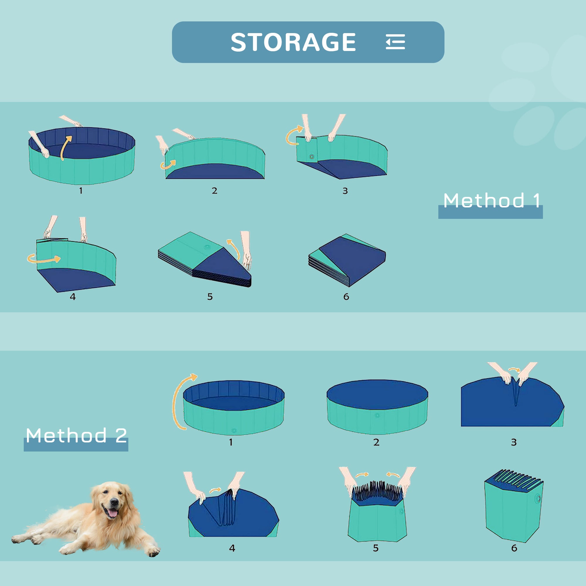 PawHut Foldable Pet Swimming Pool, Portable Dog Bathing Tub, 12" x 55" Plastic Large Dog Pool for Outdoor Dogs and Cats, Green