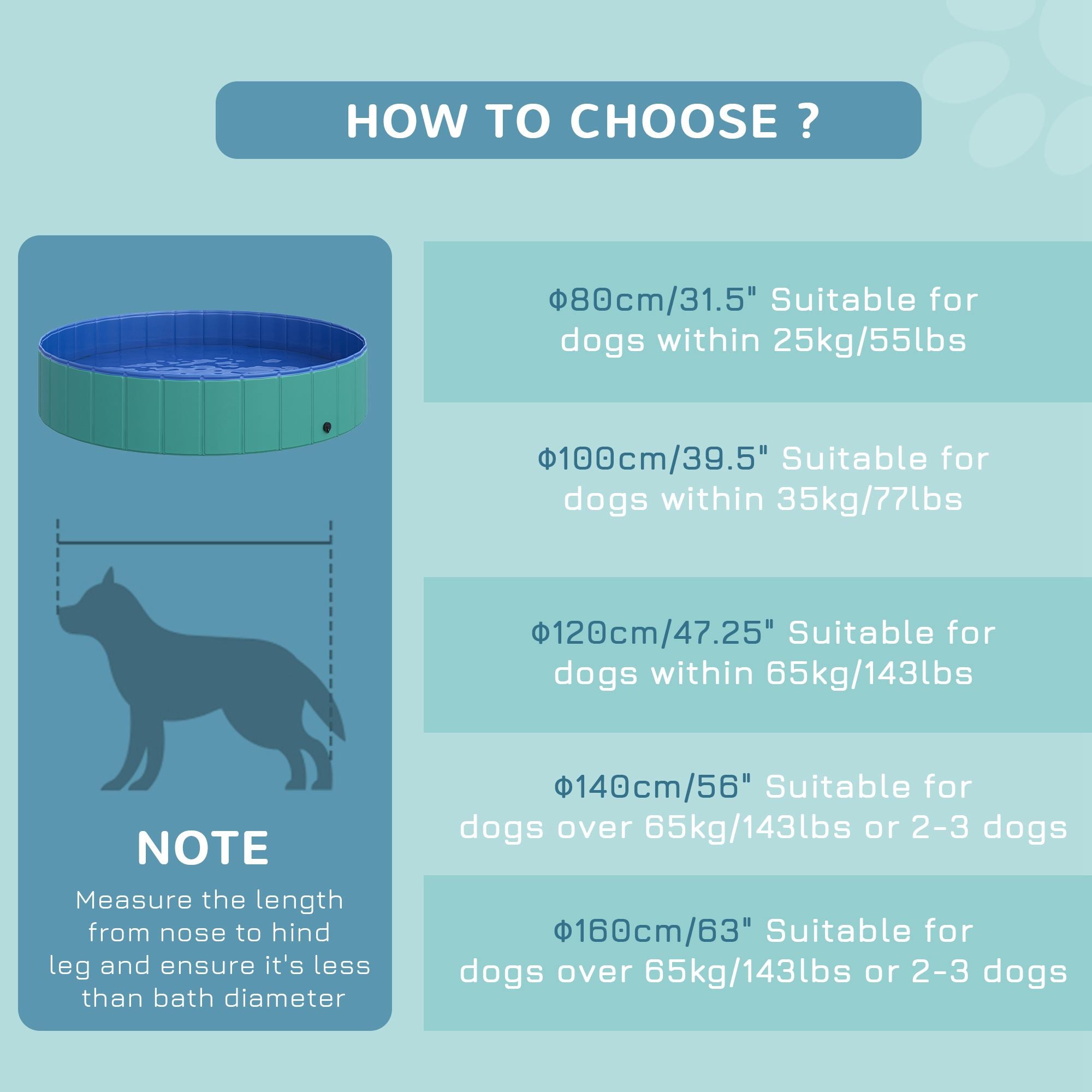 PawHut Foldable Pet Swimming Pool, Portable Dog Bathing Tub, 12" x 55" Plastic Large Dog Pool for Outdoor Dogs and Cats, Green