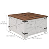 HOMCOM Farmhouse Coffee Table with Storage, Center Table with Hinged Lift Top and Hidden Space, Square Coffee Table for Living Room, White