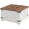 HOMCOM Farmhouse Coffee Table with Storage, Center Table with Hinged Lift Top and Hidden Space, Square Coffee Table for Living Room, White