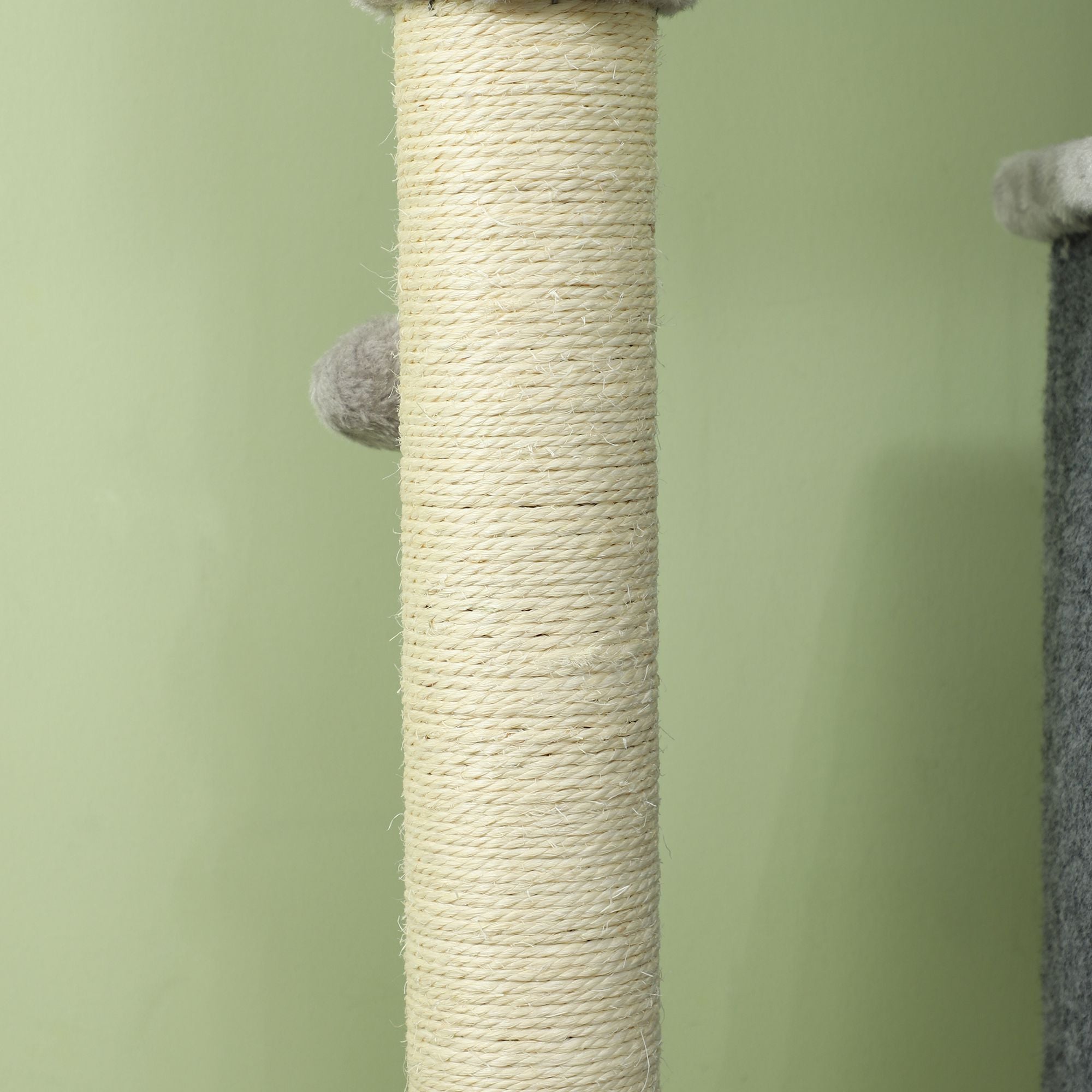 PawHut Cat Tree for Indoor Cats, 132cm Cat Tower with Scratching Posts and Pad, Cat Bed, Cat House, Jumping Platform, Grooming Brush, Toy Balls, Anti-Tip Kit, Cat Climbing Frame, Light Grey