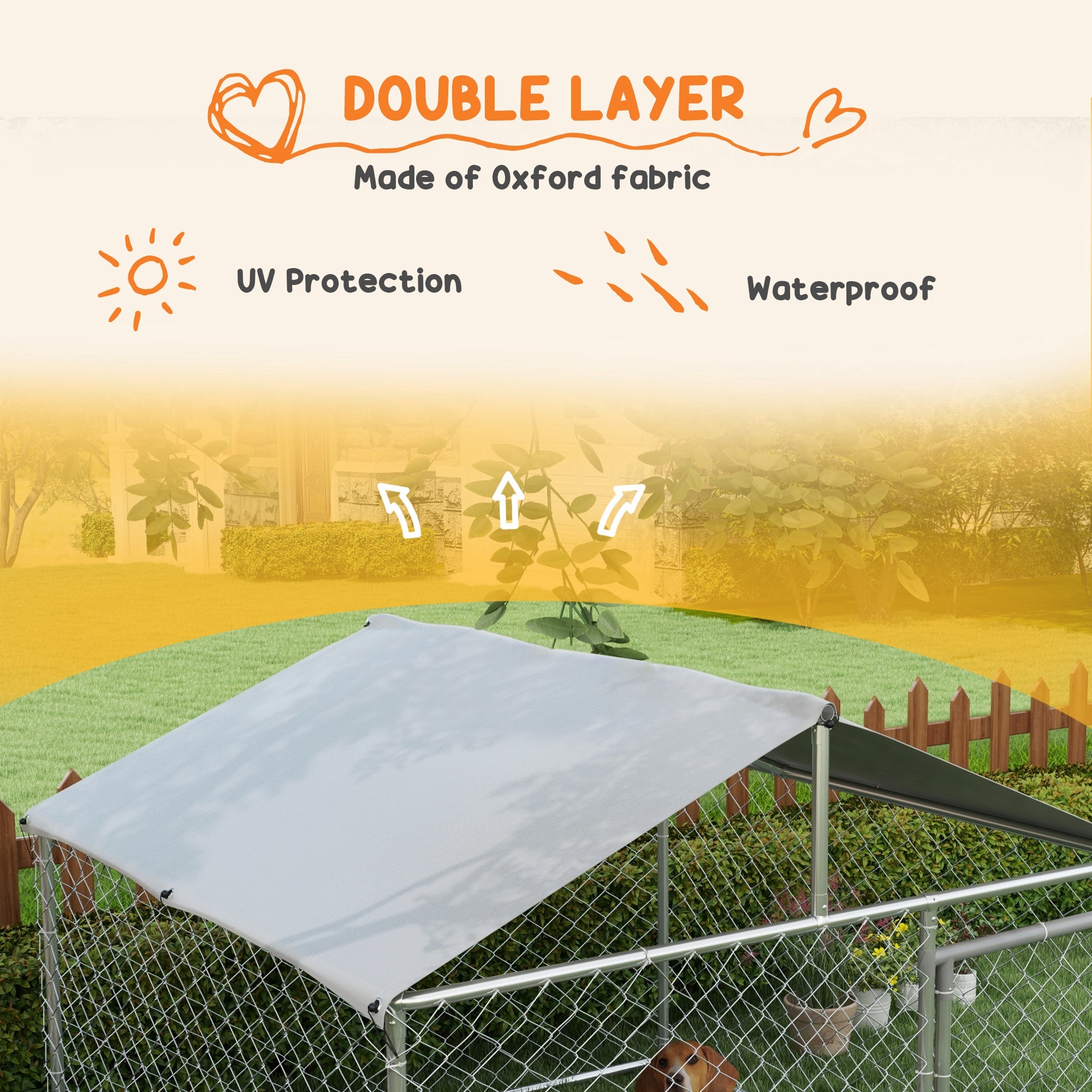 PawHut Outdoor Dog Kennel Dog Run with Waterproof, UV Resistant Cover for Small and Medium Sized Dogs, 6.6' x 6.6' x 4.9', Silver