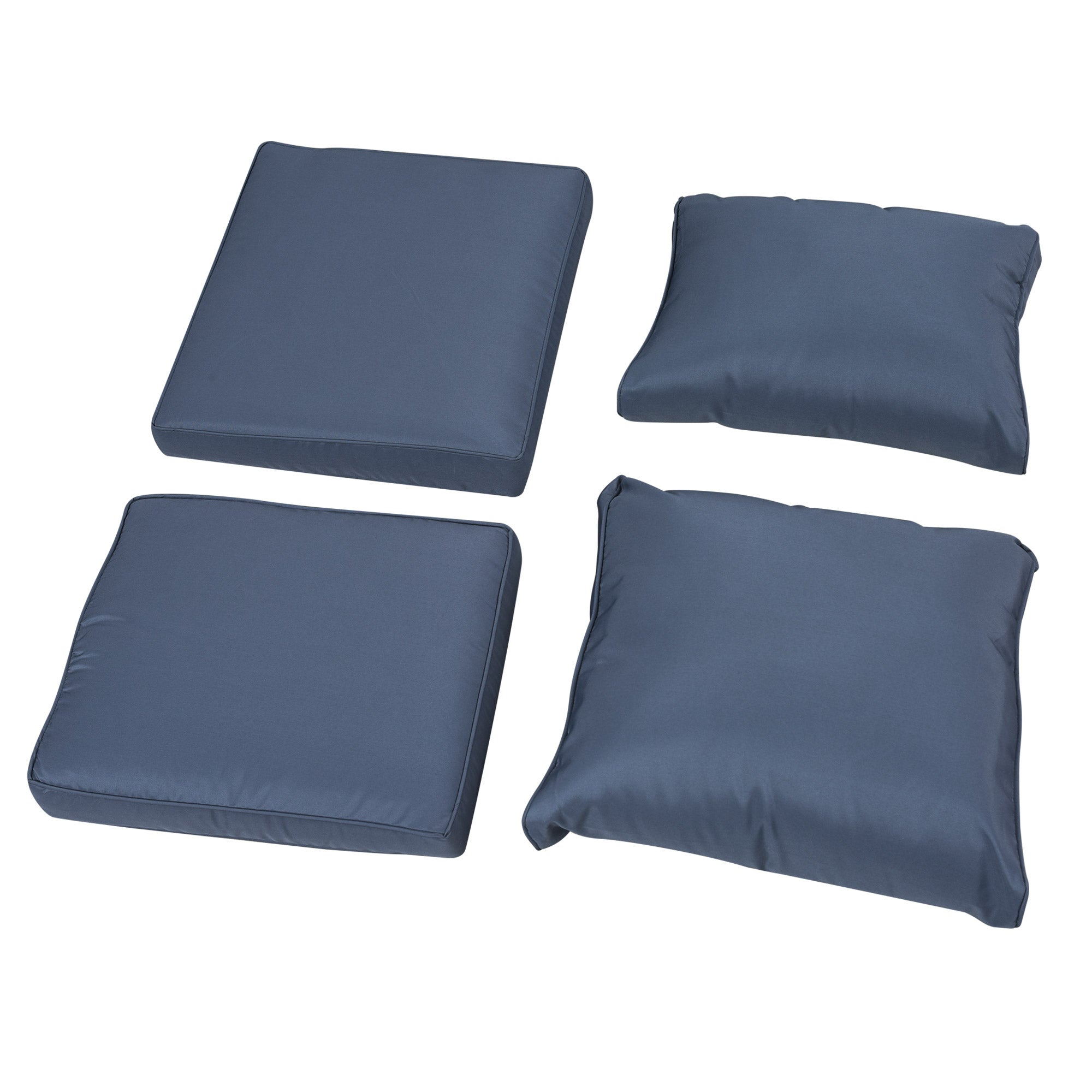 Outsunny Patio Furniture with Cushions, 6 Pieces PE Wicker Patio Sectional Furniture Conversation Set w/ a Three-Seat Sofa, 2 Recliner Chairs, 2 Footstools & Table, Dark Blue