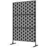 Outsunny Metal Outdoor Privacy Screen, Decorative Outdoor Divider with Stand and Expansion Screws, Freestanding Privacy Panel for Garden, Backyard, Deck, Pool, Grid Style