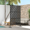 Outsunny Metal Outdoor Privacy Screen, Decorative Outdoor Divider with Stand and Expansion Screws, Freestanding Privacy Panel for Garden, Backyard, Deck, Pool, Grid Style