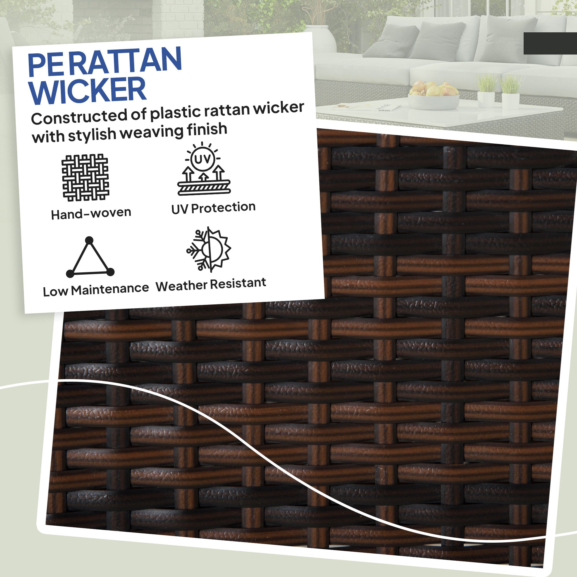 Outsunny Wicker Outdoor Ottoman, 2 Pieces Outdoor Ottomans and Footstools with Removable Cushion, PE Rattan Outdoor Footstool, Footrest, Side Table for Backyard, Porch, Navy Blue