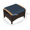 Outsunny Wicker Outdoor Ottoman, 2 Pieces Outdoor Ottomans and Footstools with Removable Cushion, PE Rattan Outdoor Footstool, Footrest, Side Table for Backyard, Porch, Navy Blue