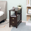 HOMCOM Slim End Table with 2 Drawers and Storage Shelf, Sofa Side Table for Living Room, Narrow Nightstand for Small Spaces, Coffee