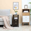 HOMCOM Slim End Table with 2 Drawers and Storage Shelf, Sofa Side Table for Living Room, Narrow Nightstand for Small Spaces, Coffee