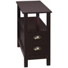 HOMCOM Slim End Table with 2 Drawers and Storage Shelf, Sofa Side Table for Living Room, Narrow Nightstand for Small Spaces, Coffee
