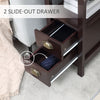 HOMCOM Slim End Table with 2 Drawers and Storage Shelf, Sofa Side Table for Living Room, Narrow Nightstand for Small Spaces, Coffee